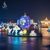 Lanterne de festival personnalisée en fer étanche avec LED, motif dinosaure mécanique Space Panda, pour parcs à thème