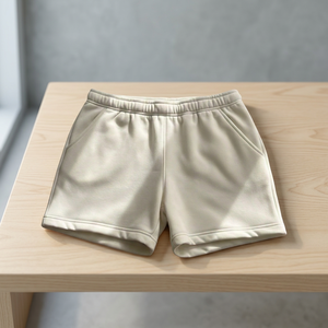 Shorts en coton uni pour homme, taille mi-haute, avec cordon de serrage, respirants, décontractés, avec logo frontal, poches, en tissu tricoté - Product Image 3