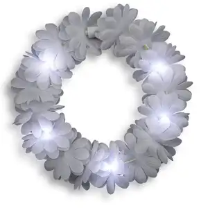 Neue Blume Hochzeit Blumen dekorative weiße LED hawaiian ische Lei Hochzeit Blumen Stirnband leuchten Blumen krone