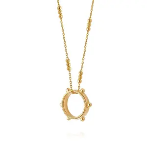 妇女的复古18k金vermeil 925珠宝纯银堆叠串珠永恒戒指项链
