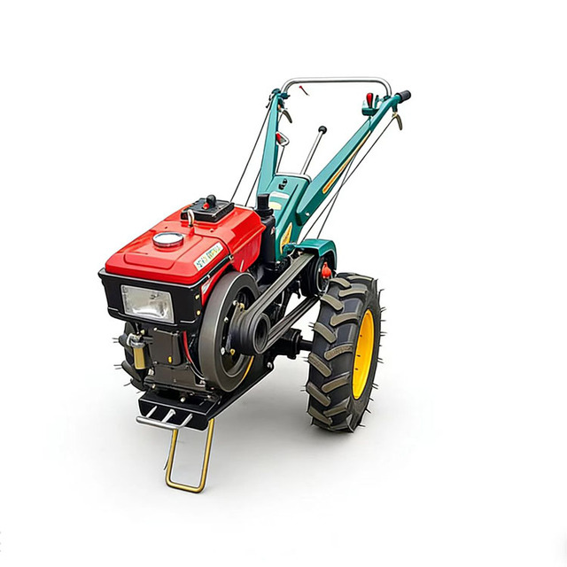15 HP Mini Farm  Walking Tractor 2 Wheel Plow Diesel Powered Walking Tractor Multifunctional Trailer hand Tractor