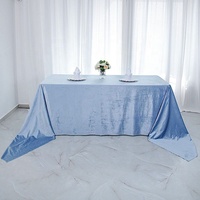 Vente en gros Nappe bleu poussiéreux Nappe rectangulaire unie douce Nappe en velours bleu poussiéreux Rectangulaire 90x156