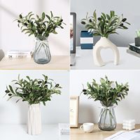 Lot de 6 Branches d'olivier artificielles en soie, fausses feuilles vertes et fruits, 1,80 m de haut, pour mariage, vase, bouquet
