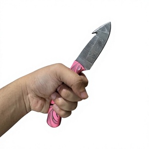 Cuchillo de hoja fija Drop Point de acero de Damasco con mango rosa para camping, supervivencia, caza, actividades al aire libre y bricolaje. - Product Image 2