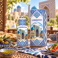 Botol Minyak Keramik Suvenir Uzbekistan Samarkand Pola Ubin Geometris Islami Dispenser Minyak Porselen Kustom Landmark Asia