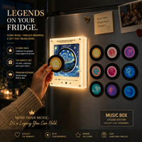 BRAVION Van Gogh Nuit étoilée NFC Lecteur de musique magnétique pour réfrigérateur, tourne-disque vinyle personnalisé pour la décoration de cuisine ou de bureau