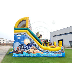 Toboggan gonflable à double piste, château gonflable pirate, combo toboggan gonflable humide et sec pour enfants et adultes - Product Image 4