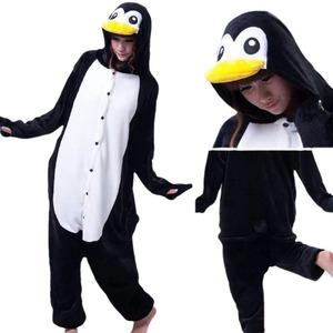 Pyjama d'hiver unisexe en flanelle thermique à manches longues et col à capuche, motif animal de dessin animé, une pièce, pour adultes, vente en gros - Product Image 5