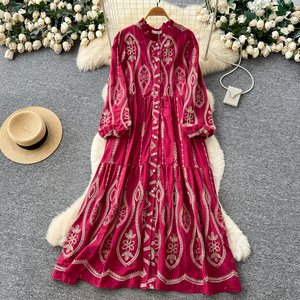 trisha embroidered maxi dress Trisha Beige Floral Embroidered Midi Dress Lena&Lou – Lena Layne main image 0