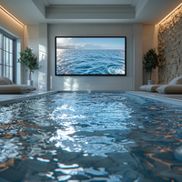 Téléviseur intelligent extérieur HAOCROWN personnalisé 4K 120Hz 3000 Nits anti-reflet, étanche, 100 pouces, avec boîtier pour piscine et patio