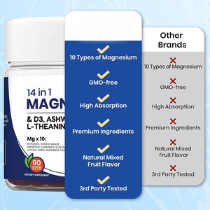 Gomitas de <span class=keywords><strong>Magnesio</strong></span> 14 en 1 al por Mayor - Complejo de 10 Formas de <span class=keywords><strong>Magnesio</strong></span> con Vitamina D3, Ashwagandha, L-Teanina y Zinc - Product Image 4