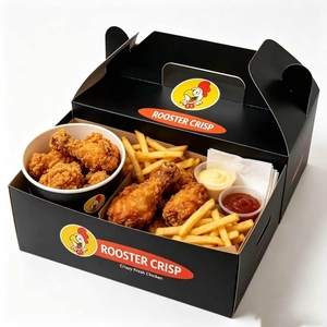 Caja de Transporte Personalizada para Pollo Crujiente con Eslogan de Marca, Papel Reciclable de Grado Alimenticio para Empaque de Entrega de Comida Rápida en Restaurantes - Product Image 2