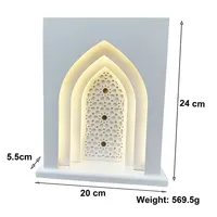 Décoration de bureau en bois musulmane pour le Ramadan, décoration musulmane pour la maison, Eid Mubarak, support de mosquée avec lumière LED