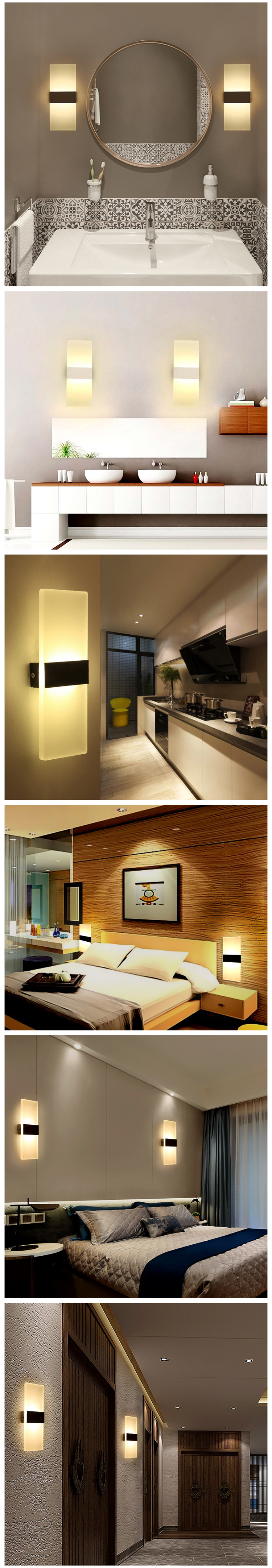 Modern Decorative Indoor Bedside Up Down Mounted Beside Acrylic LED Wall Sconce Light