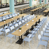 Tables de cantine scolaire rectangulaires modernes personnalisées, chaises de salle à manger en plastique pour aire de restauration, ensembles commerciaux pour entreprises