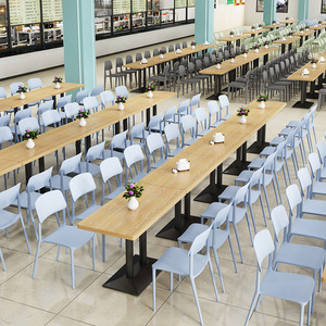 Tables de cantine scolaire rectangulaires modernes personnalisées, chaises de salle à manger en <span class=keywords><strong>plastique</strong></span> pour aire de restauration, ensembles commerciaux pour entreprises - Product Image 1