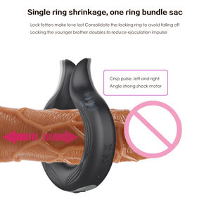Petandyanna Oplaadbare Siliconen Vibrerende Lock Fine Ring Mannelijke Vertraging Cockring Real <span class=keywords><strong>Touch</strong></span> Gevoel Zwart Masturbatie Seks Speelgoed - Product Image 4