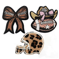 Écussons de football en feutre écologique Léopard Game Day, à coudre, avec nœud rose, badges sportifs, appliques brodées pour maillots, sacs et équipes DIY