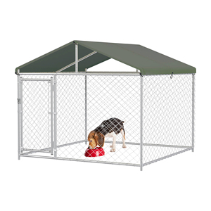 Durable Outdoor Dog Playpen 120×120×95 Inch Chain Link Dog Run Cage Waterproof Sun Rain Protection Roof for Big Dogs - Product Image 1