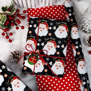 Black Christmas <b>Wrapping</b> <b>Paper</b> Reversible Santa Red Polka Dot 17 In X 32.8 Ft Gift Craft Packaging - Product Image 2