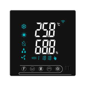 ホテルHVACシステム用スマート換気コントローラーRS485WIFIサーモスタット、大型LCDおよびブラックバックライトモダンデザイン - Product Image 2