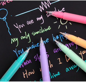 Stylos surligneurs acryliques <span class=keywords><strong>pastel</strong></span> et néon, pointe fine de 1 mm, pointe ronde, à base d'eau, 12 couleurs pour le journaling sur papier noir et l'art - Product Image 5