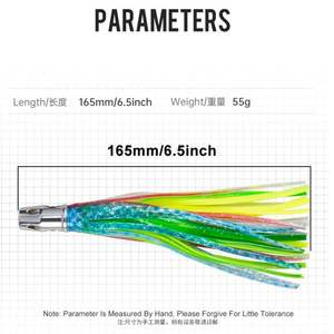 เหยื่อตกปลาทะเลน้ำลึกแบบใหม่ ขนาด 165 มม. น้ำหนัก 55 กรัม สำหรับตกปลาใหญ่ แบบพ่นน้ำ รูปปลาหมึก สำหรับตกปลาทูน่า มาร์ลิน เหยื่อปลอมแบบนิ่ม - Product Image 2