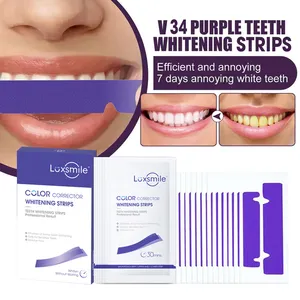 Mạnh mẽ dính 14 ngày điều trị V34 colour Corrector Hữu Cơ PAP không peroxid bạc hà 5D răng làm trắng Strips với thương hiệu của bạn OEM