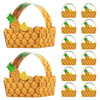 Fleur de fruits d'été bleue Petite boîte cadeau de bonbons portable Design élégant Estampage de tableau ivoire Recyclable Logo personnalisé Fête Nourriture