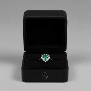 แหวนทองคำขาว 14KT รูปหัวใจ ประดับพลอยเพาะเลี้ยงและเพชรเพาะเลี้ยง - Product Image 4