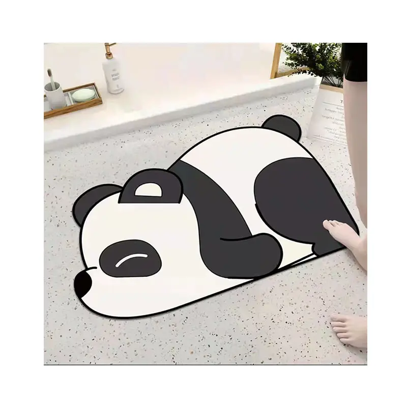 Giant Panda Printing Absorbent Bath Mat Diatom Mud Floor mat for Bathroom animal bath mat