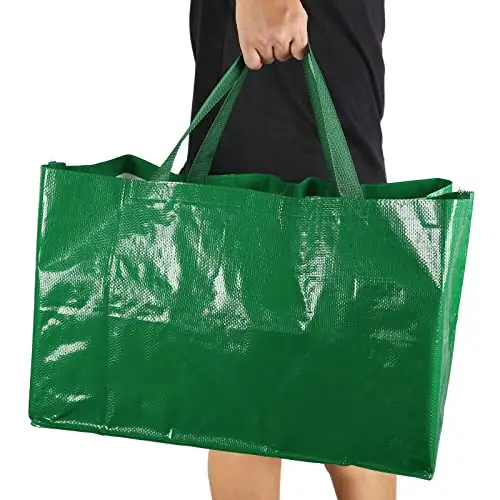 Parlak büyük su geçirmez pp dokuma lamine alışveriş taşıma çantası ile özel logolar, özel baskı lamine pp dokuma alışveriş çantaları