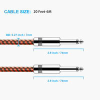 20 Fuß flaches 6,35mm Audio-Gitarren kabel Geräuscharmes Bass-Instrumenten kabel