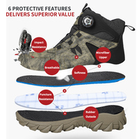 Chaussures de sécurité pour hommes, bottes de travail à embout en acier, baskets tactiques anti-écrasement, camouflage, avec boucle rotative