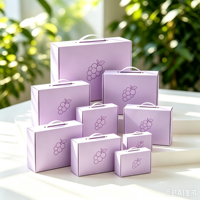 Vente flash - Boîte cadeau de fruits personnalisée pour Noël, violet clair avec une poignée, robuste et durable