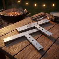 Kit de Boîtier d'Engrenages Automatique en Acier Inoxydable pour Brochettes de Barbecue, Boîtier d'Engrenages de Rôtissoire Multi-Brochettes avec Support Cranté, Ensemble d'Usine
