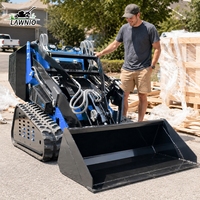Mini-chargeuse LAWNIO à haute efficacité de travail, système hydraulique à trois pompes et trois vannes, conception compacte pour travaux de jardinage