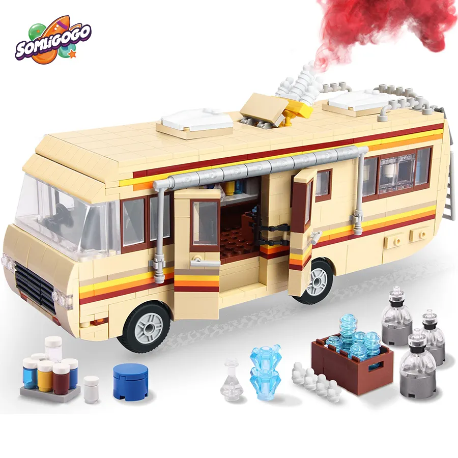 SL rompendo male RV modello di auto film creativo serie casa veicolo educativo in plastica da costruzione mattoni Set per bambini giocattolo 968 pz/set