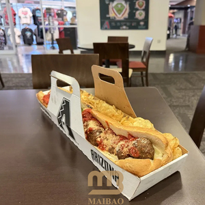 Emballage <span class=keywords><strong>de</strong></span> marque personnalisé Eco Stadium Ballpark Fast Food Giant Footlong Loaded Hot Dog Sub Sandwich Box avec poignée - Product Image 6