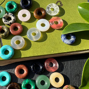 15mm טבעי אבן ירקן אבן אגת קריסטל רוז קוורץ טייגר עין בטיחות אבזם עגול סופגנייה עבור DIY צמיד שרשרת עגיל - Product Image 3
