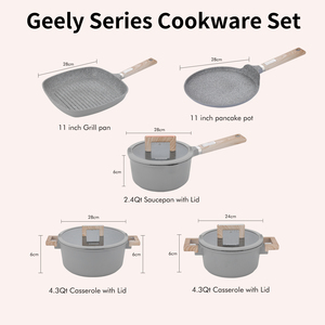 Set di Pentole in Ceramica Antiaderente da 13 Pezzi (24-28cm) Adatte all'Induzione, Ecologiche, Lavabili in Lavastoviglie, Sicure per Forno, Teglie Quadrate per Pizza/Casseruole - Product Image 6