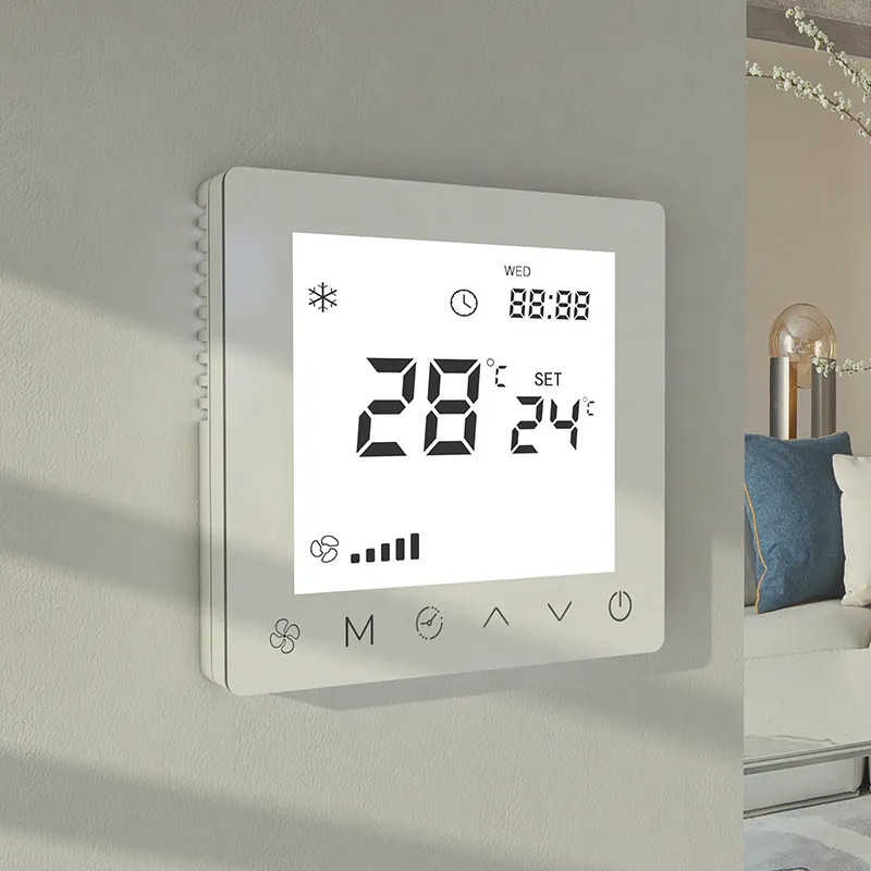 Duvara monte oda dijital isıtma ve soğutma termostatı Tuya kablosuz WIFI kontrol HVAC için kullanılan ünitesi termostatı