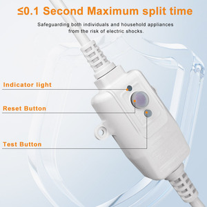 Presa Elettrica Durevole <span class=keywords><strong>10A</strong></span> PRCD con Protezione da Sovratensioni e Protezione da Dispersione di Corrente, Autotest, Nuovo Design, 220V/50Hz, Presa Divisa - Product Image 3