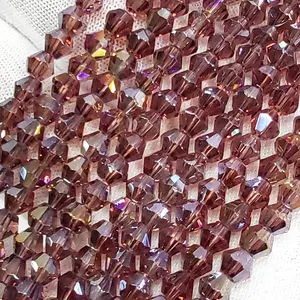 Vente en gros de perles de verre de haute qualité 3/4/6mm à facettes en cristal coloré perles en vrac pour la fabrication de bijoux