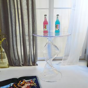 <strong>Clear</strong> Round <strong>Lucite</strong> End Table Luxury Modern <strong>Nightstand</strong> with <strong>Clear</strong> Small Round Top and Solid Post <strong>Acrylic</strong> Side Table