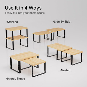 ชั้นวางของเหล็กทรงสี่เหลี่ยม 2 ชั้น ปรับระดับได้ สำหรับห้องนั่งเล่น - Product Image 3