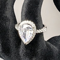 Bague de fiançailles romantique en moissanite en forme de larme, véritable argent sterling 925 avec placage rhodium, cadeau d'anniversaire pour femme