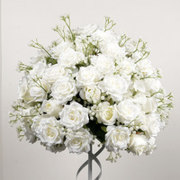 Grandes compositions florales en soie de 50 cm à 80 cm, centre de table luxueux, boule de fleurs artificielles en rose blanche pour la décoration de table de mariage