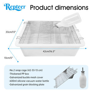 Jaula para Animales Pequeños, para Ratas, Hámsters, <span class=keywords><strong>Ratones</strong></span> y Conejos, Plástico Transpirable con Patrón Sólido, Cierre <span class=keywords><strong>de</strong></span> Botón a Presión, Bandeja <span class=keywords><strong>de</strong></span> Plástico - Product Image 4