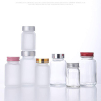 Bouteilles en verre ambré à large ouverture pour pilules, suppléments et vitamines, avec bouchons en verre givré, couleurs personnalisées, 60cc, 75cc, 100cc, 120cc, 150cc